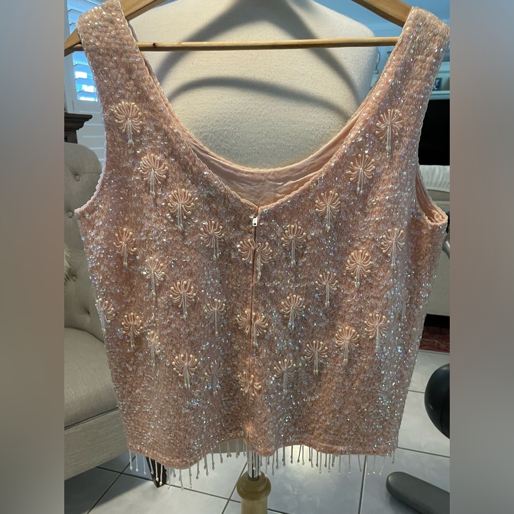 Monet Pink Beaded Women's Top - Picture 2 of 5